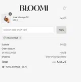 WELCOME15 coupon verification screenshot