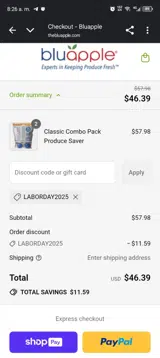 The Bluapple coupon verification screenshot