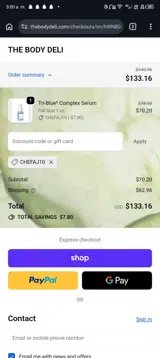 CHEFAJ10 coupon verification screenshot