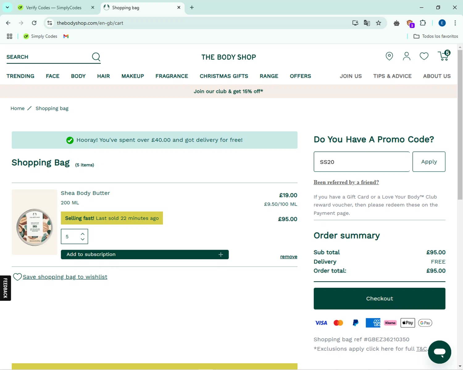 where to use The Body Shop promo code box