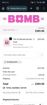 BOMBSAWAY coupon verification screenshot