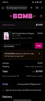 KETOMARIAH coupon verification screenshot