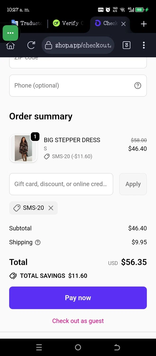 The Boutique coupon code screenshot showing code SMS-20 applied at The Boutique checkout page. Uploaded by SimplyCodes community member JannyiseaN on Sep 21, 2025