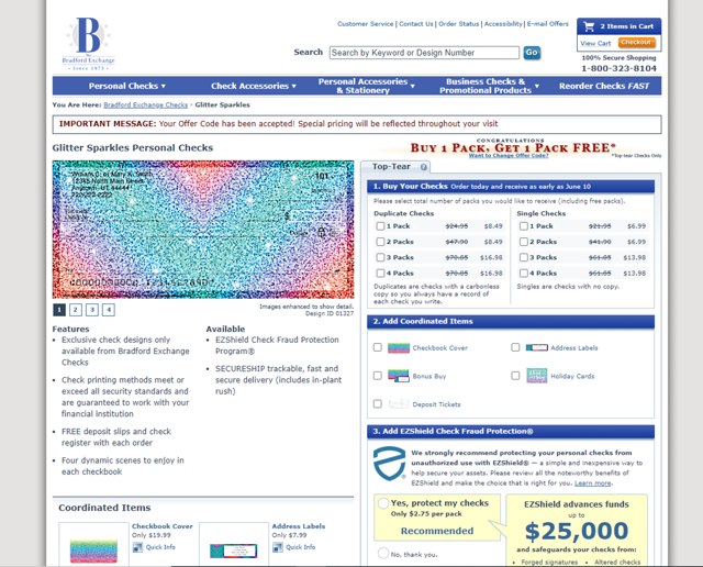 The Bradford Exchange Checks checkout page showing The Bradford Exchange Checks promo code box | Screenshot taken by SimplyCodes community member on Jun 4, 2024