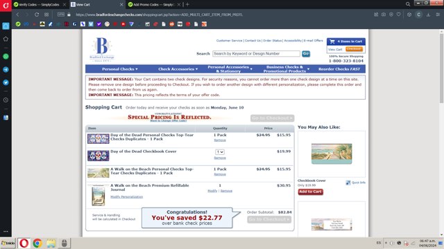 The Bradford Exchange Checks checkout page showing The Bradford Exchange Checks promo code box | Screenshot taken by SimplyCodes community member on Jun 4, 2024