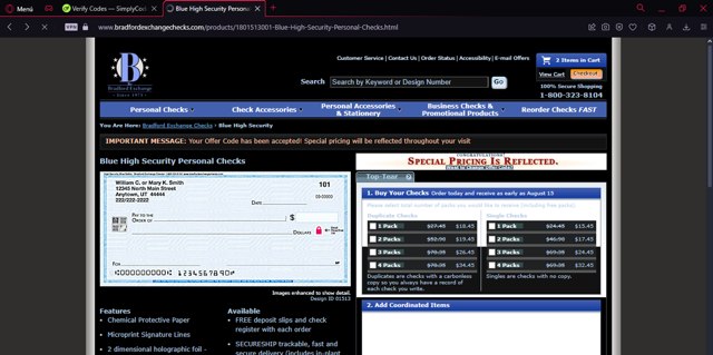 The Bradford Exchange Checks checkout page showing The Bradford Exchange Checks promo code box | Screenshot taken by SimplyCodes community member on Aug 11, 2024