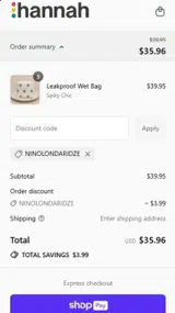 NINOLONDARIDZE coupon verification screenshot