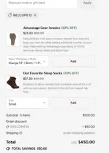 WELCOME10 coupon verification screenshot