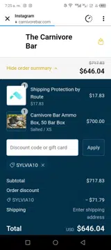 SYLVIA10 coupon verification screenshot