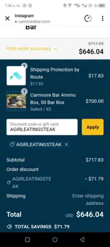 AGIRLEATINGSTEAK coupon verification screenshot