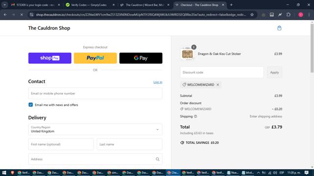 The Cauldron checkout page showing The Cauldron promo code box | Screenshot taken by SimplyCodes community member on Feb 22, 2025