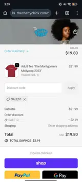SALE10 coupon verification screenshot