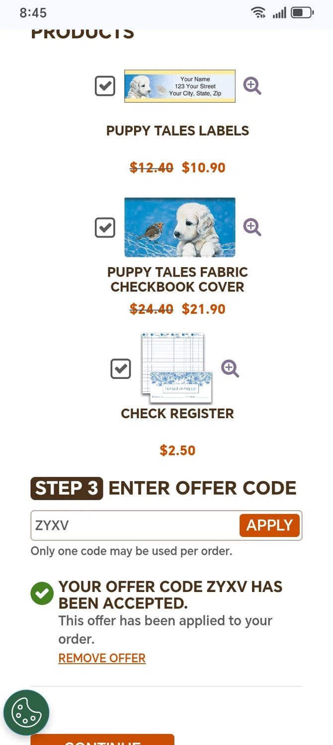 The Check Gallery promo code screenshot showing code ZYXV applied at The Check Gallery checkout page. Uploaded by SimplyCodes community member franksanchez on Jan 1, 2026