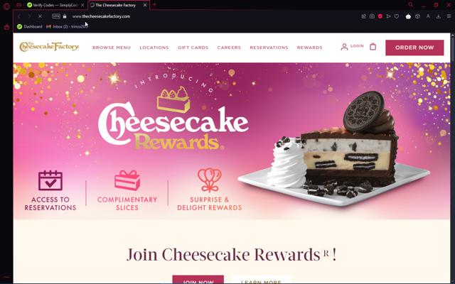 The Cheesecake Factory checkout page showing The Cheesecake Factory promo code box | Screenshot taken by SimplyCodes community member on Nov 6, 2024