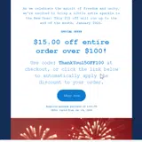 ThankYou15OFF100 coupon verification screenshot