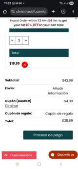 DASHER coupon verification screenshot