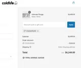 COLDLIFE250 coupon verification screenshot