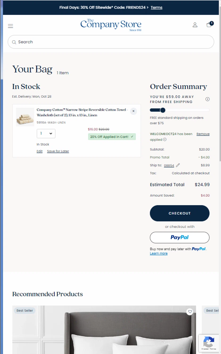 where to use The Company Store promo code box