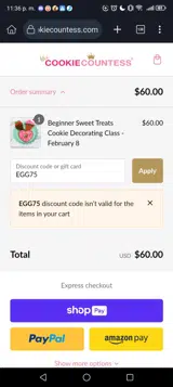 EGG75 coupon verification screenshot