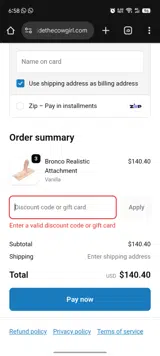 The Cowgirl coupon verification screenshot