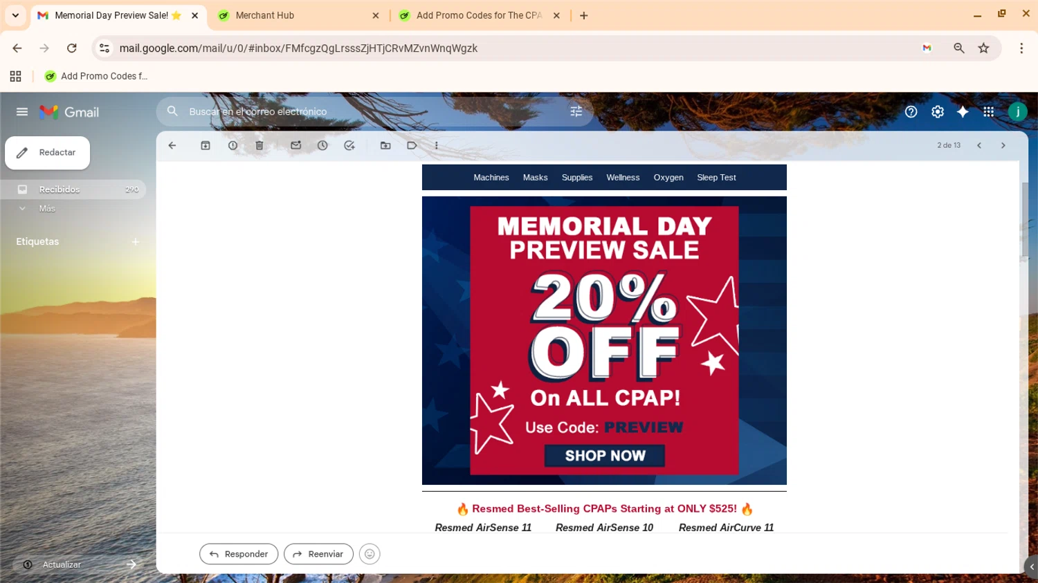 The CPAP Shop promo code screenshot showing code preview applied at The CPAP Shop checkout page. Uploaded by SimplyCodes community member yennifergonzalez on May 15, 2026