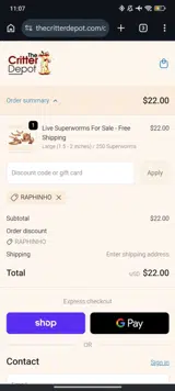 The Critter Depot coupon verification screenshot