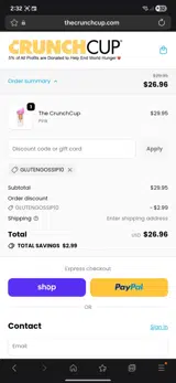 GLUTENGOSSIP10 coupon verification screenshot
