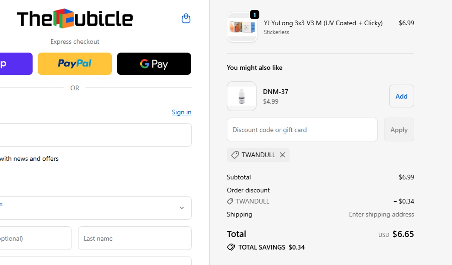 The Cubicle checkout page showing The Cubicle coupon code box | Screenshot taken by SimplyCodes community member on Feb 6, 2026