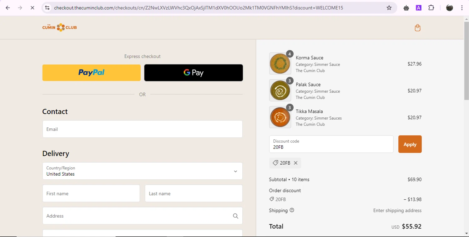 how to use The Cumin Club coupons
