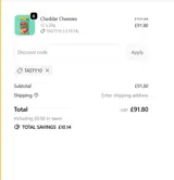 TASTY10 coupon verification screenshot