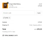 GF20 coupon verification screenshot