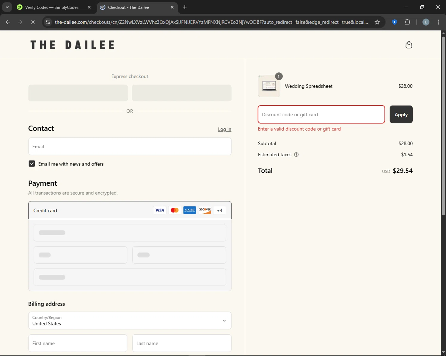 The Dailee discount code screenshot showing code 2025 applied at The Dailee checkout page. Uploaded by SimplyCodes community member CashTracker4266 on Apr 9, 2025