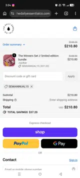 The Daily Essential Co. coupon verification screenshot