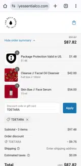 The Daily Essential Co. coupon verification screenshot