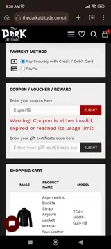 Super15 coupon verification screenshot