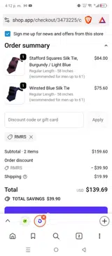 RMRS coupon verification screenshot