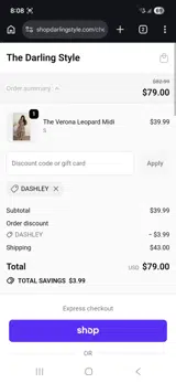 The Darling Style coupon verification screenshot