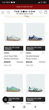 Adidas20 coupon verification screenshot