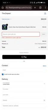 The Dopest coupon verification screenshot