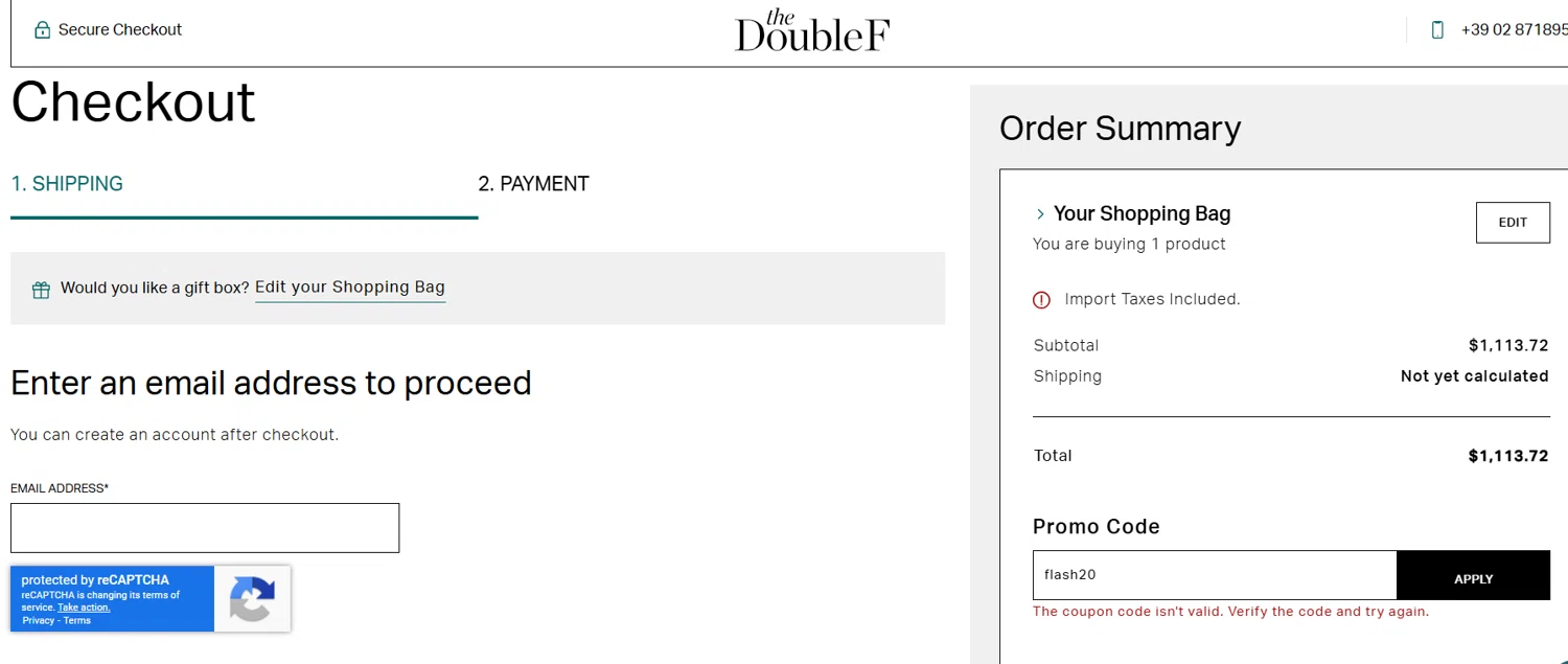 TheDoubleF promo code screenshot showing code flash20 applied at TheDoubleF checkout page. Uploaded by SimplyCodes community member Nohely on Oct 10, 2025