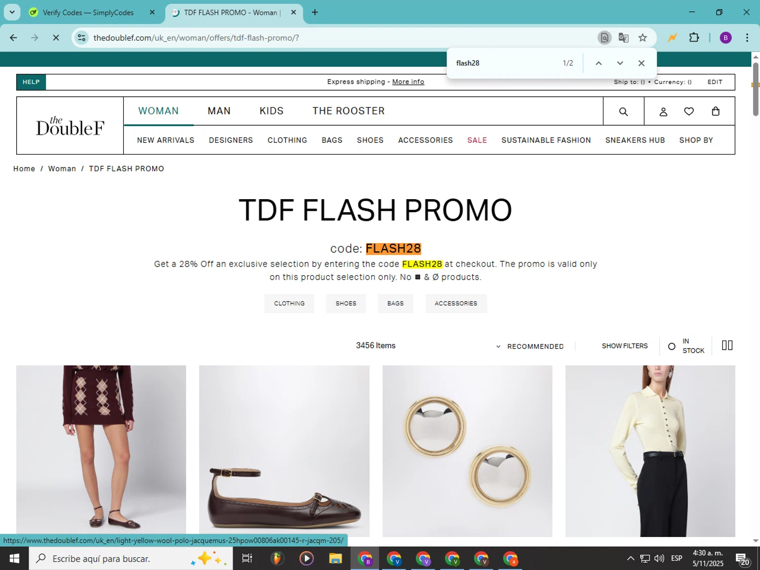 TheDoubleF checkout page showing TheDoubleF promo code box | Screenshot taken by SimplyCodes community member on Nov 5, 2025