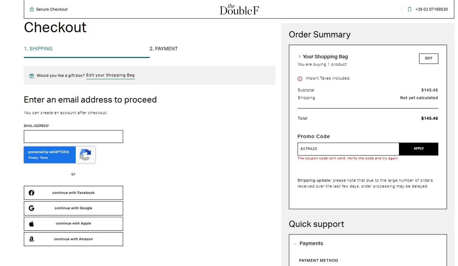 TheDoubleF promo code screenshot showing code EXTRA20 applied at TheDoubleF checkout page. Uploaded by SimplyCodes community member Akatsuki on Jul 21, 2025