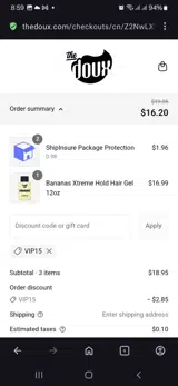 Vip15 coupon verification screenshot