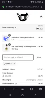 Doux15 coupon verification screenshot