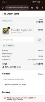 EXTRA10 coupon verification screenshot