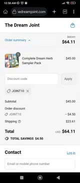 JOINT10 coupon verification screenshot