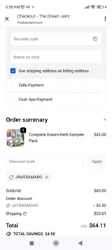 Javieramaro coupon verification screenshot