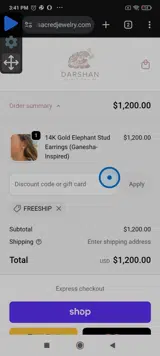 The Earthling Co. coupon verification screenshot