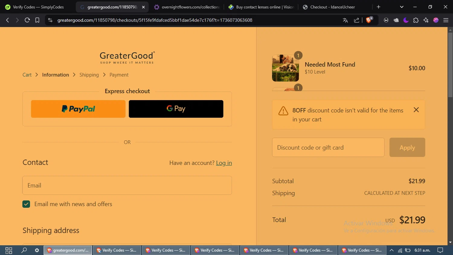 The Earth Site Store promo code screenshot showing code 8OFF applied at The Earth Site Store checkout page. Uploaded by SimplyCodes community member laleyjose on Jan 5, 2025