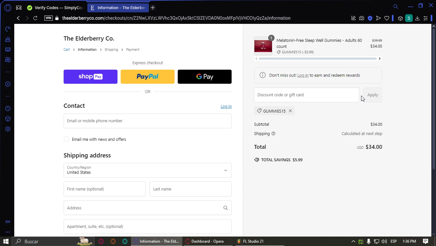 The Elderberry promo code screenshot showing code GUMMIES15 applied at The Elderberry checkout page. Uploaded by SimplyCodes community member PennyFox1280 on Feb 5, 2025